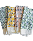 Mixed Woodblock Chicory Napkins / Set of 4