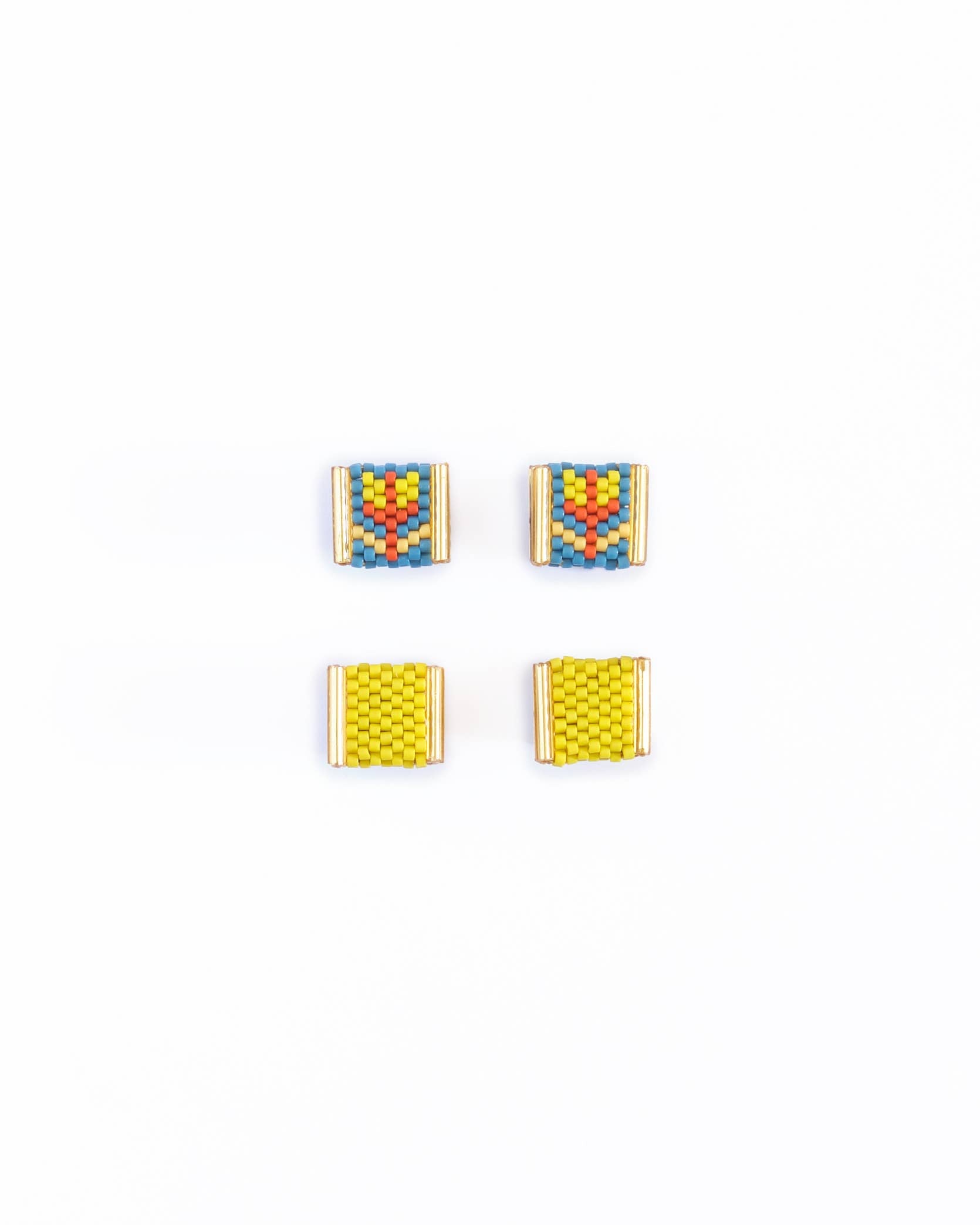 Beaded Handwoven Tulip Stud Pack (Cream/Tan)