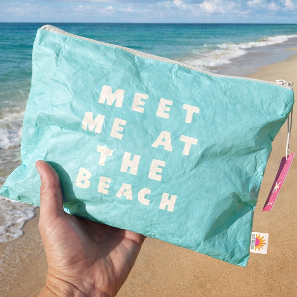 Meet me at the beach | 12" light weight Pouch | Beach bag