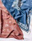 100% Silk Bandana Scarf - Santorini Floral China Blue