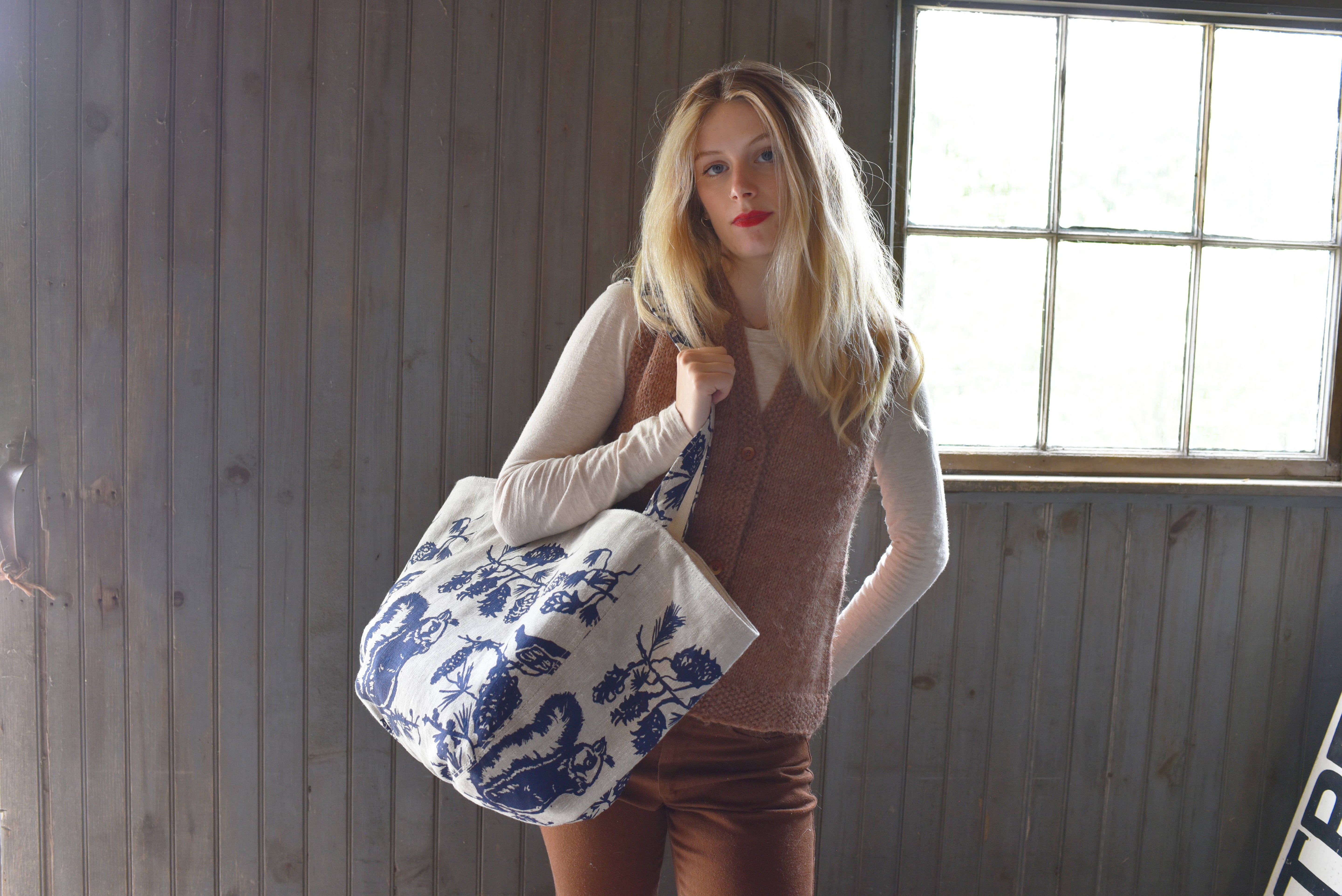 Pine Cone Heavy Linen Boho Tote Bag