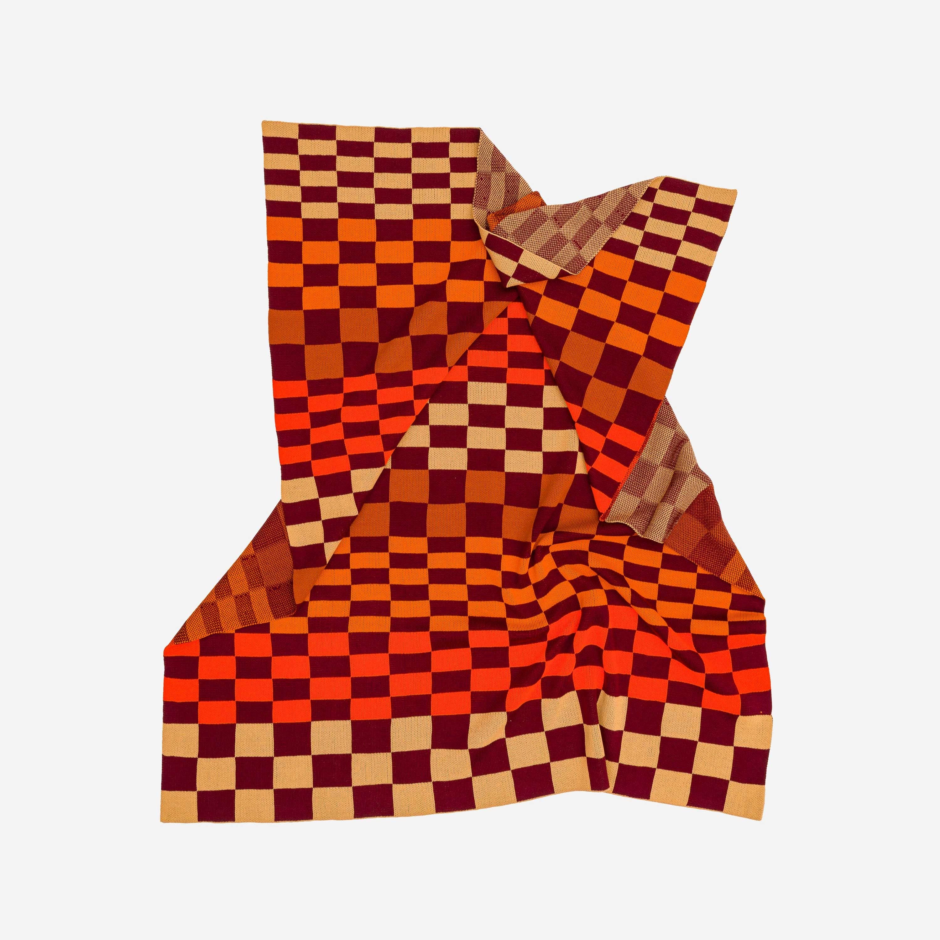 Mosaic Checkerboard Throw: Wine Red