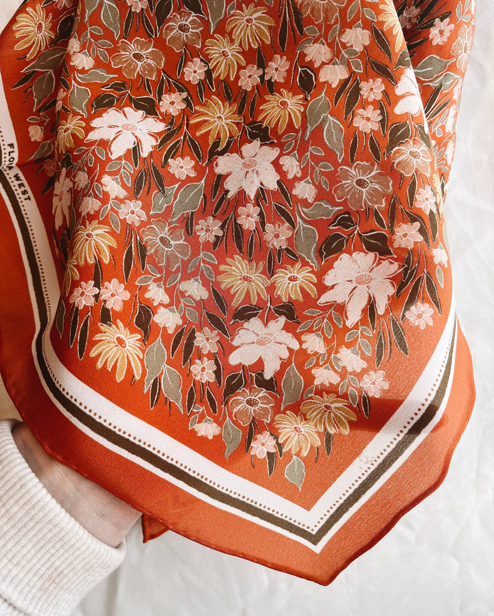 100% Silk Bandana Scarf - Botanical Garden Floral