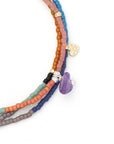 Mixed Media Wrap Bracelet/Necklace - Protection/Amethyst/Gol