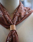 Terracotta Botanical Print Naturally Dyed Bandana (white)