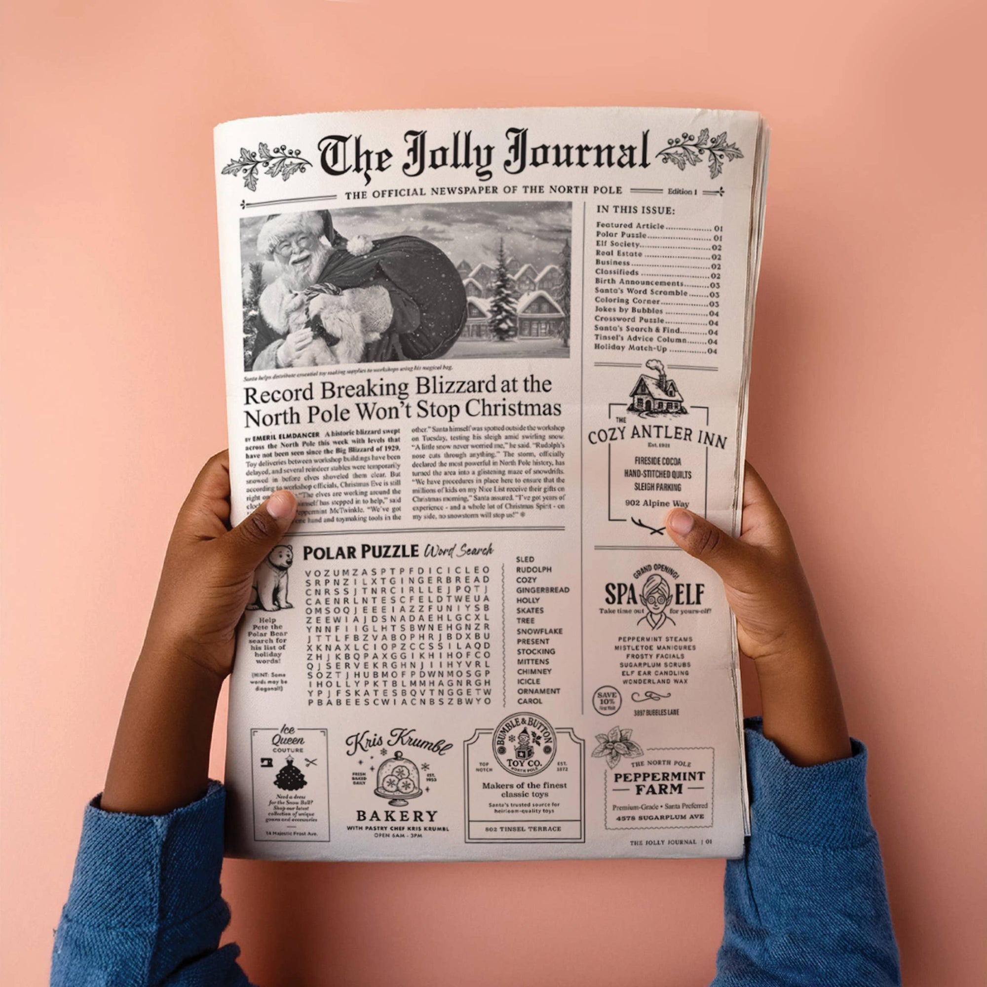 4pk Christmas Newspaper Gift Wrap Sheets - The Jolly Journal