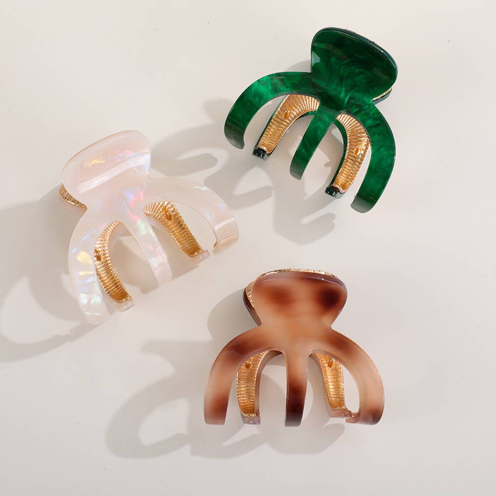 Jade Claw Clip | Small Octopus Metal Claw Clip