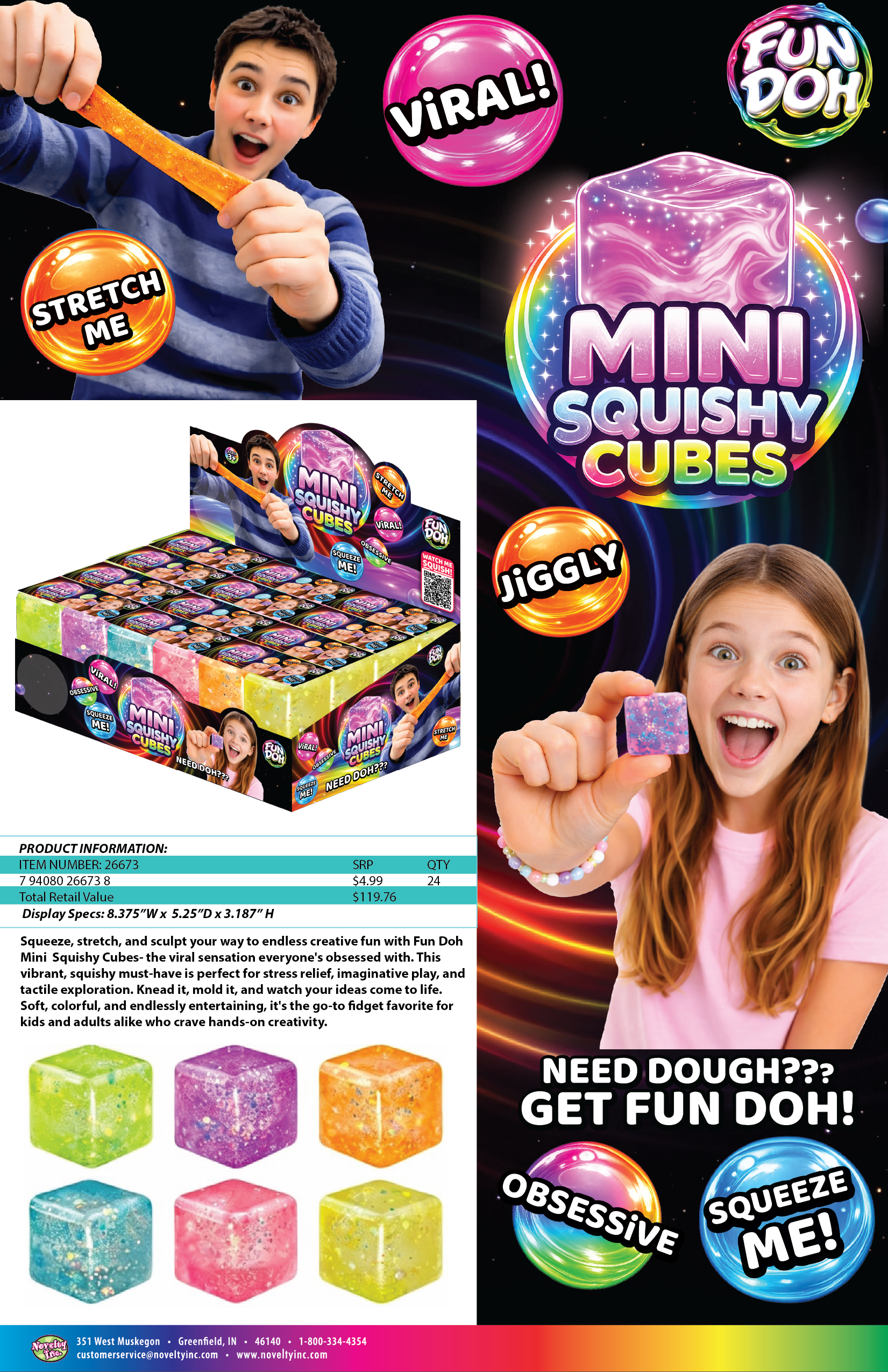 Fun Doh MINI Squishy Cube 2 Pack VIRAL