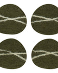 Striato Felt Wool Coasters Set of 4 - Olive Branch