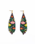Beaded Handwoven Wildflower Fringe Earrings (Black)