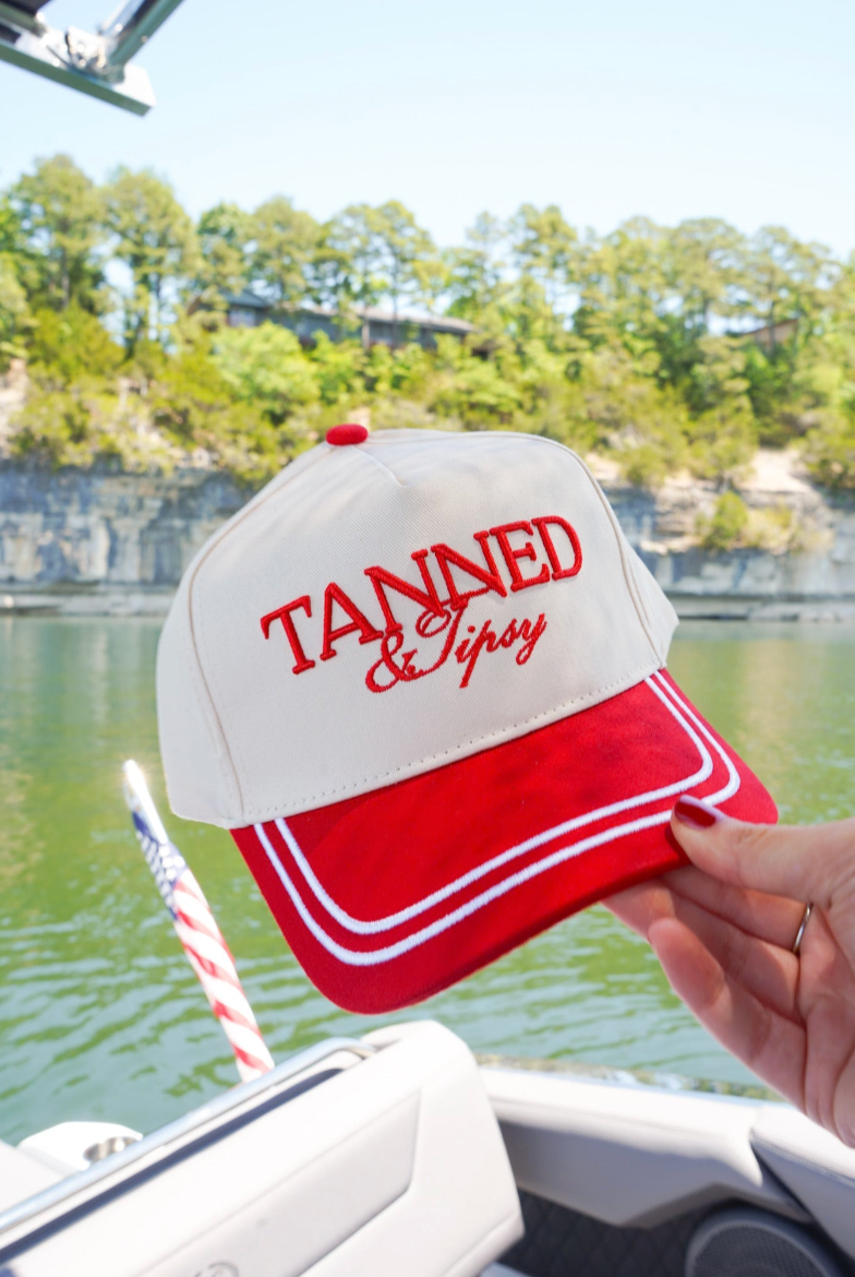 Tanned &amp; Tipsy - Red Vintage Trucker Hat