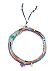 Mixed Media Wrap Bracelet/Necklace - Protection/Amethyst/Gol