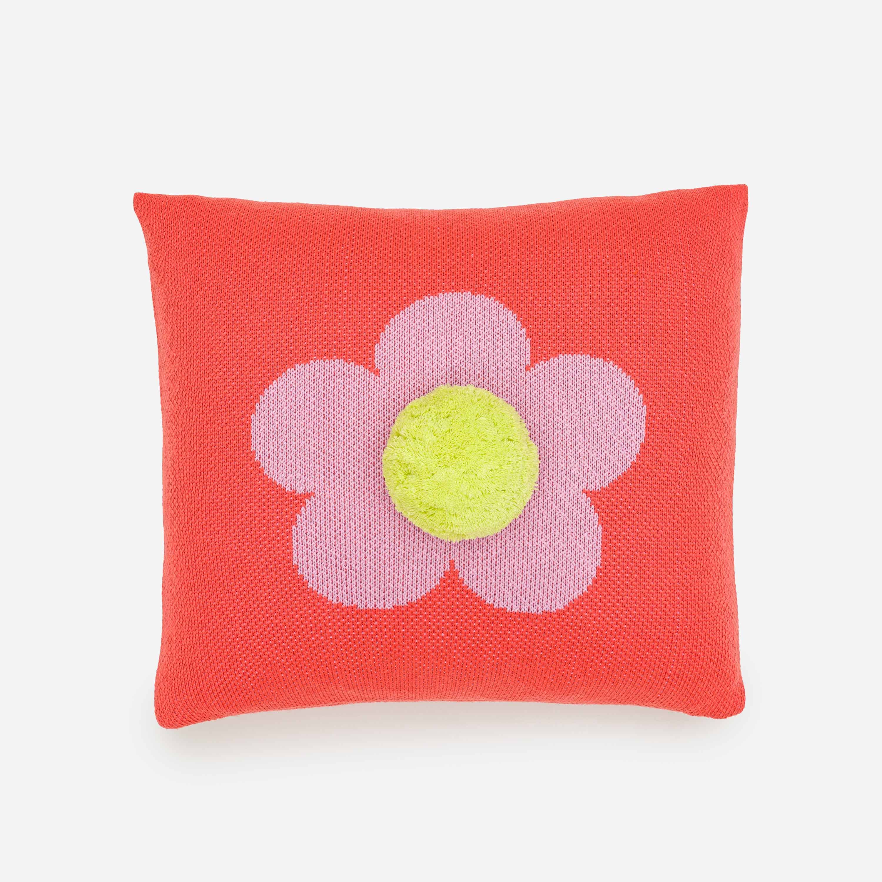Flower Pom Pillow Cover: Melon