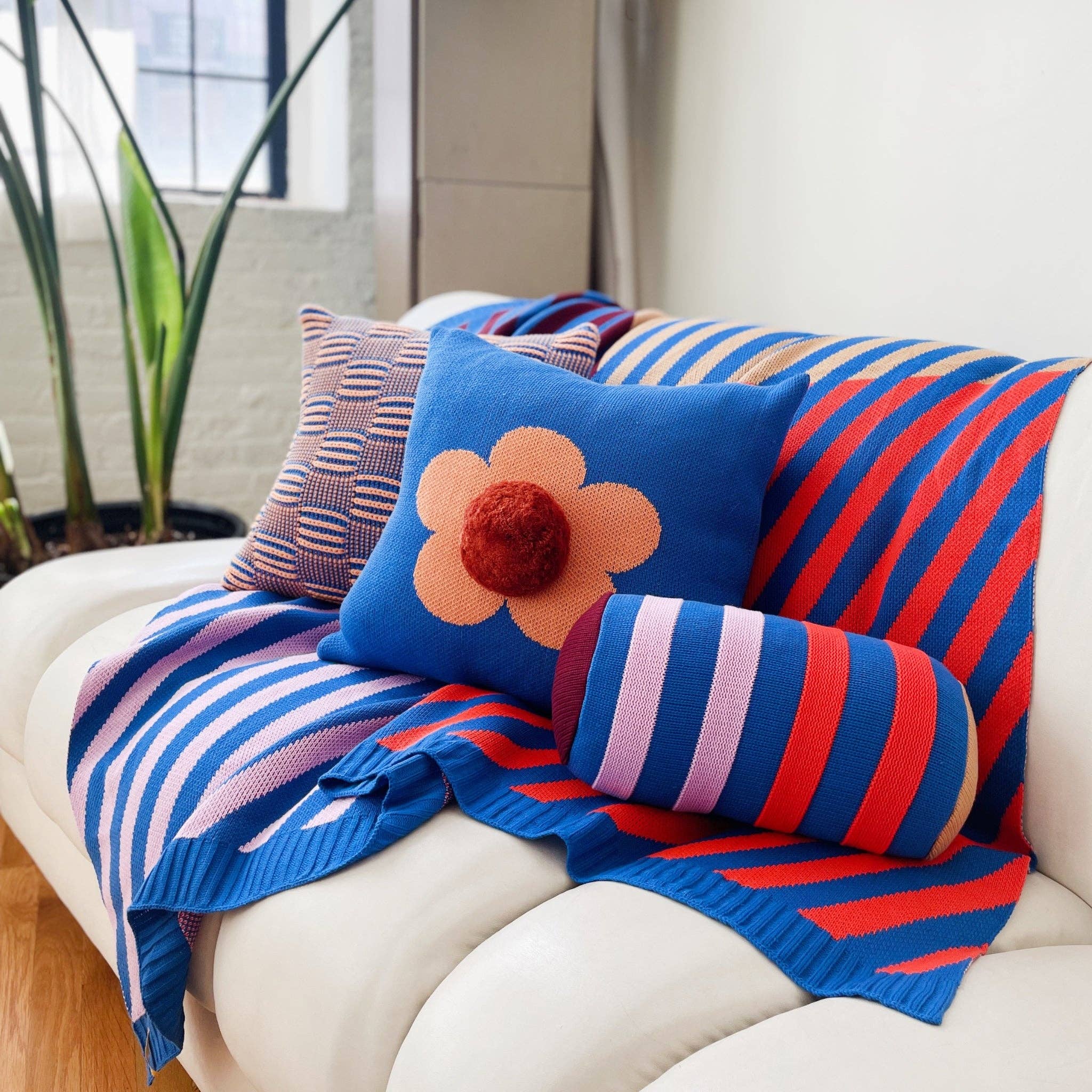 Flower Pom Pillow Cover: Melon