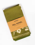Floral Silhouette Tea Towel - Olive