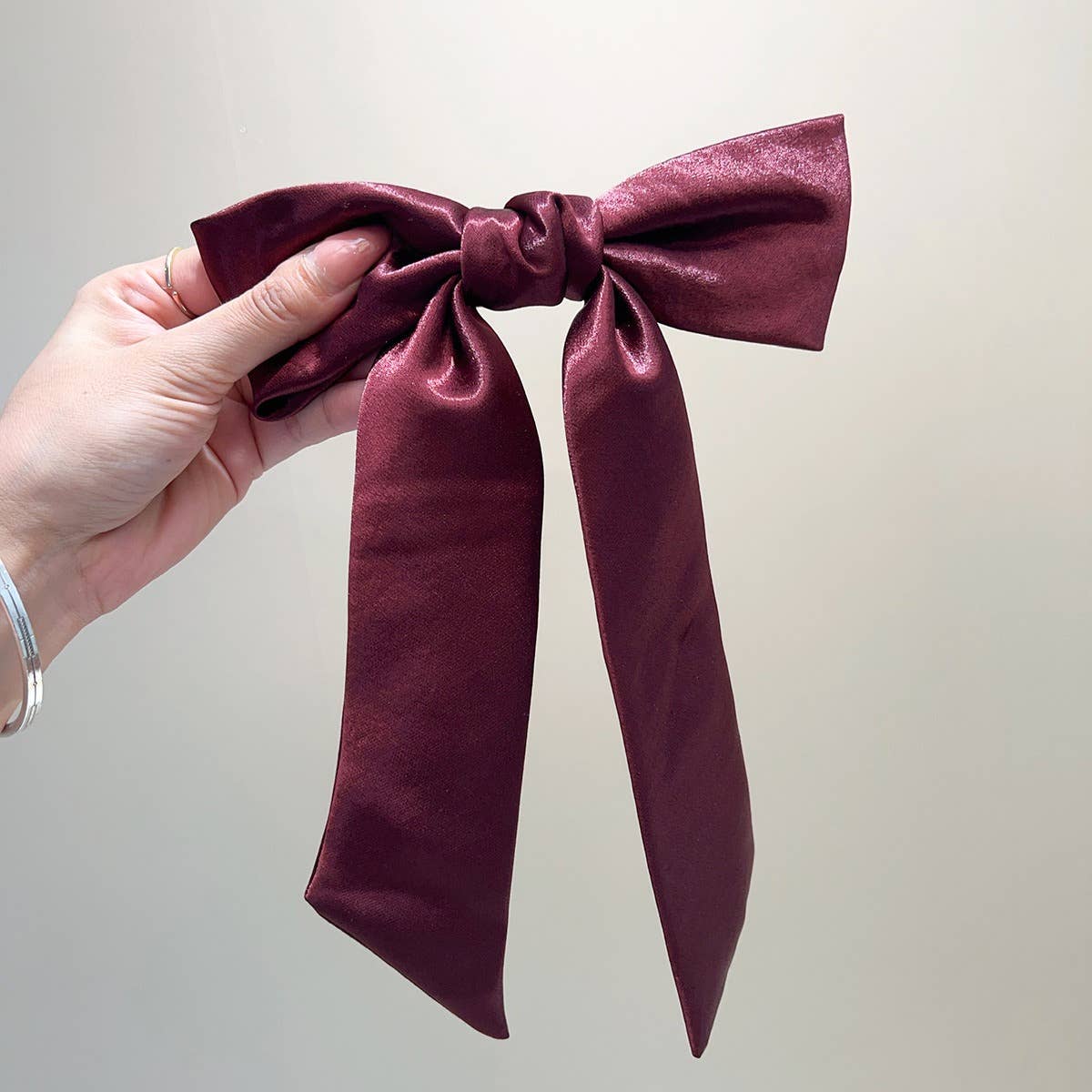 Holiday Satin Bow Ribbon French Barrette Clip: Assorted