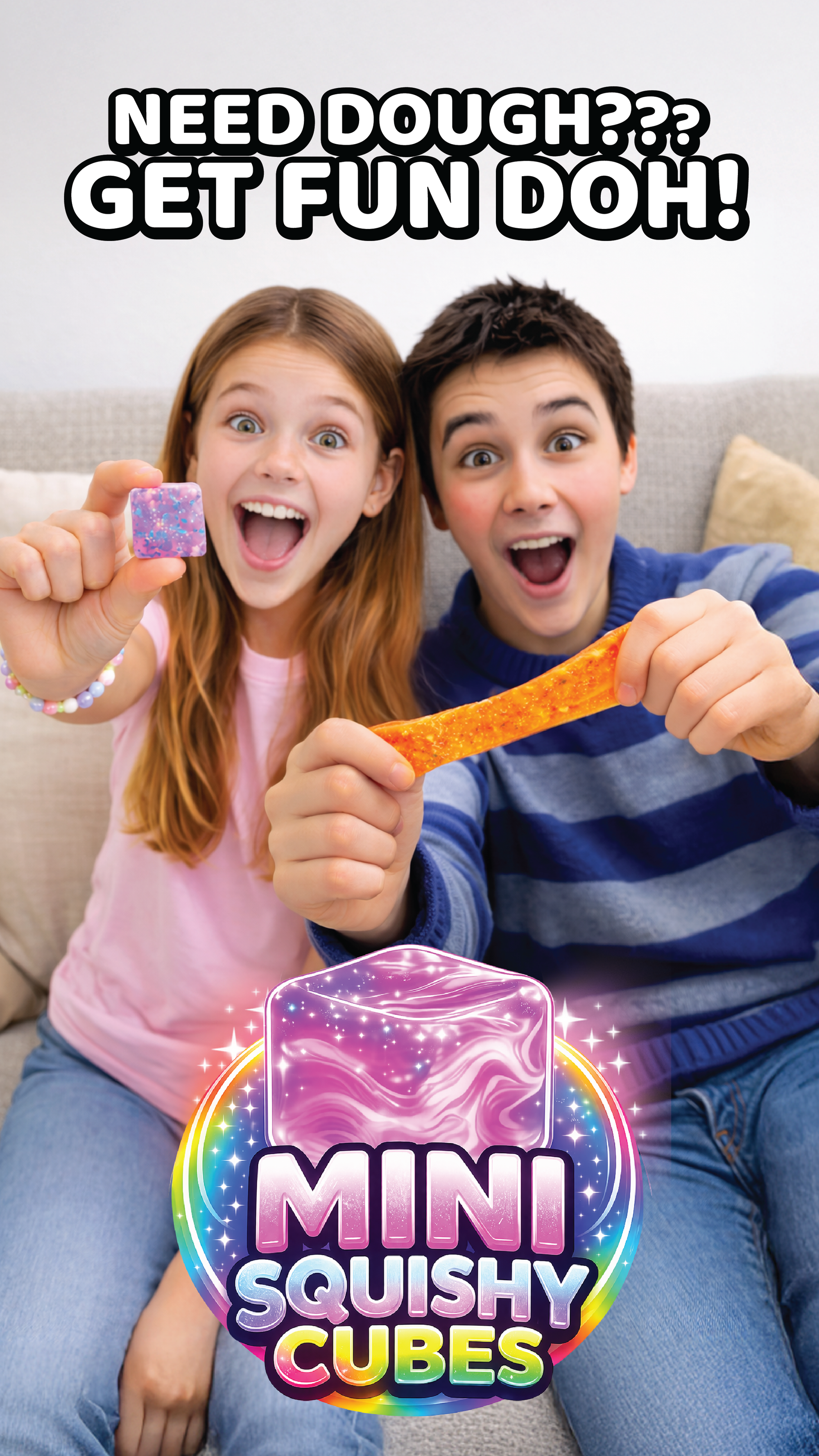 Fun Doh MINI Squishy Cube 2 Pack VIRAL