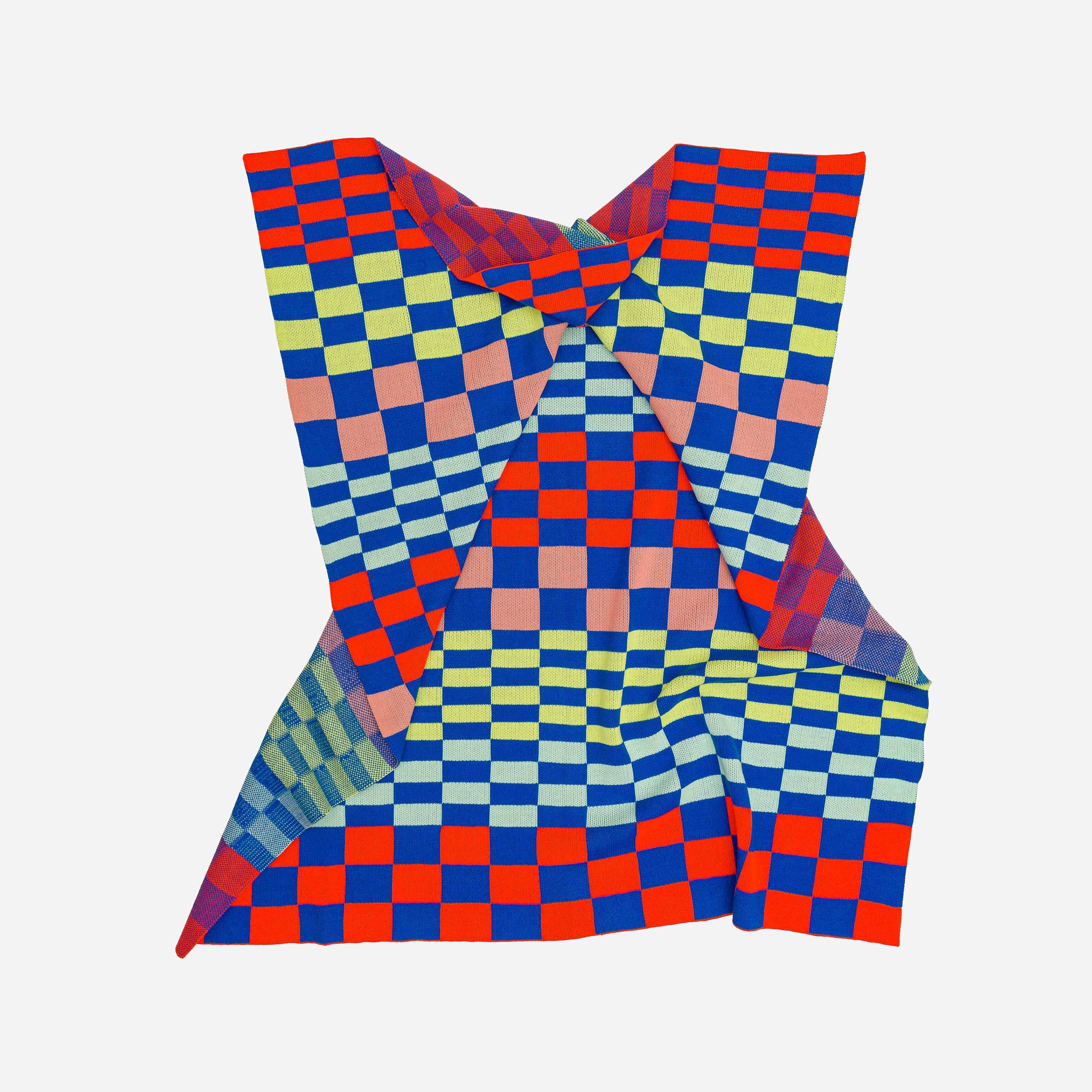 Mosaic Checkerboard Throw: Wine Red