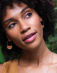 Good Karma Miyuki Crescent Hoop - Mist/Salmon/Silver