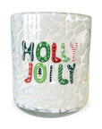HOLLY JOLLY  Holiday Confetti Hand Painted Icon 12oz Candle