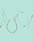 Beaded Necklace - Multi-Color w/Pink Heart - Allie