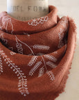Terracotta Botanical Print Naturally Dyed Bandana (white)