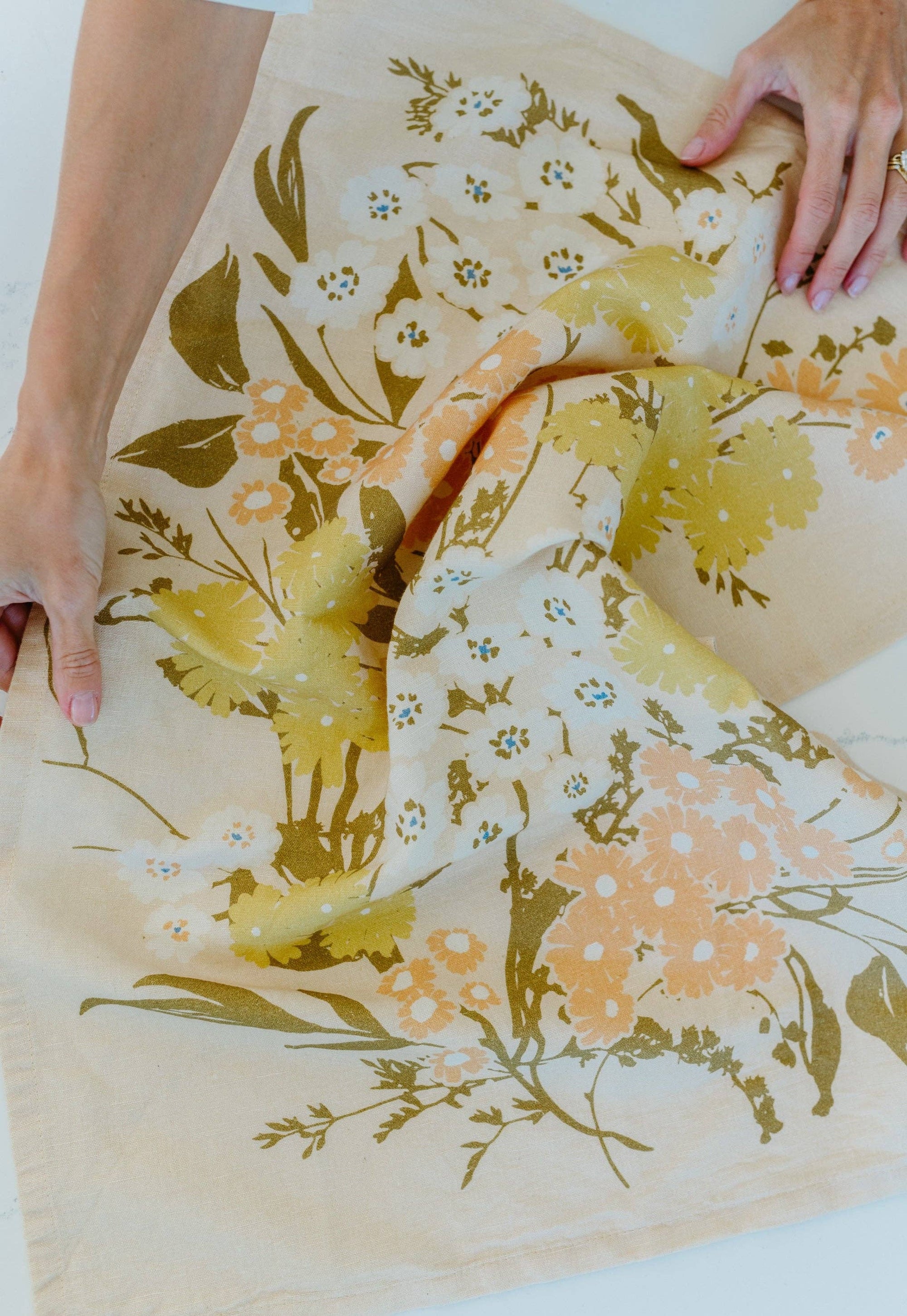 Homebody Cotton Linen Tea Towel | Pink Posies Floral