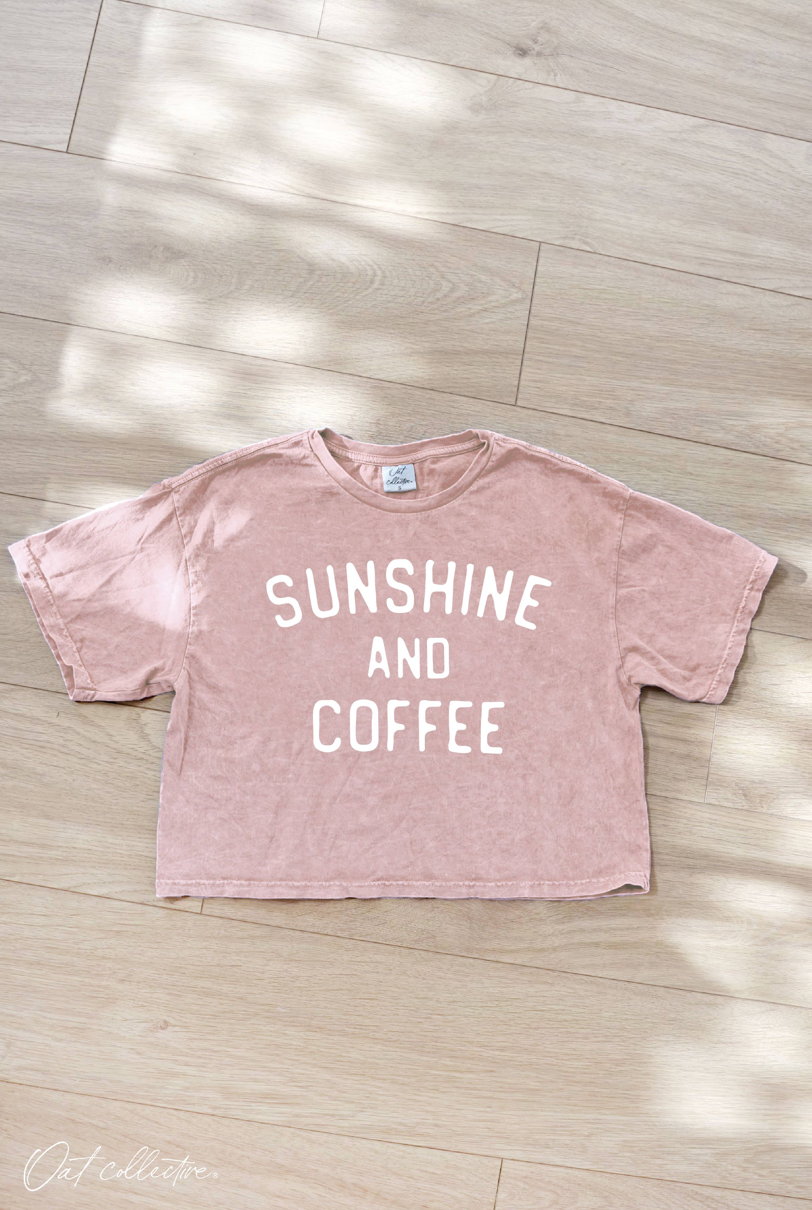 SUNSHINE AND COFFEE Cropped Mineral Washed Graphic Top