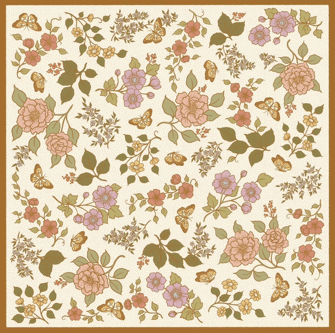 100% Silk Bandana Scarf - Enchanted Butterfly Floral