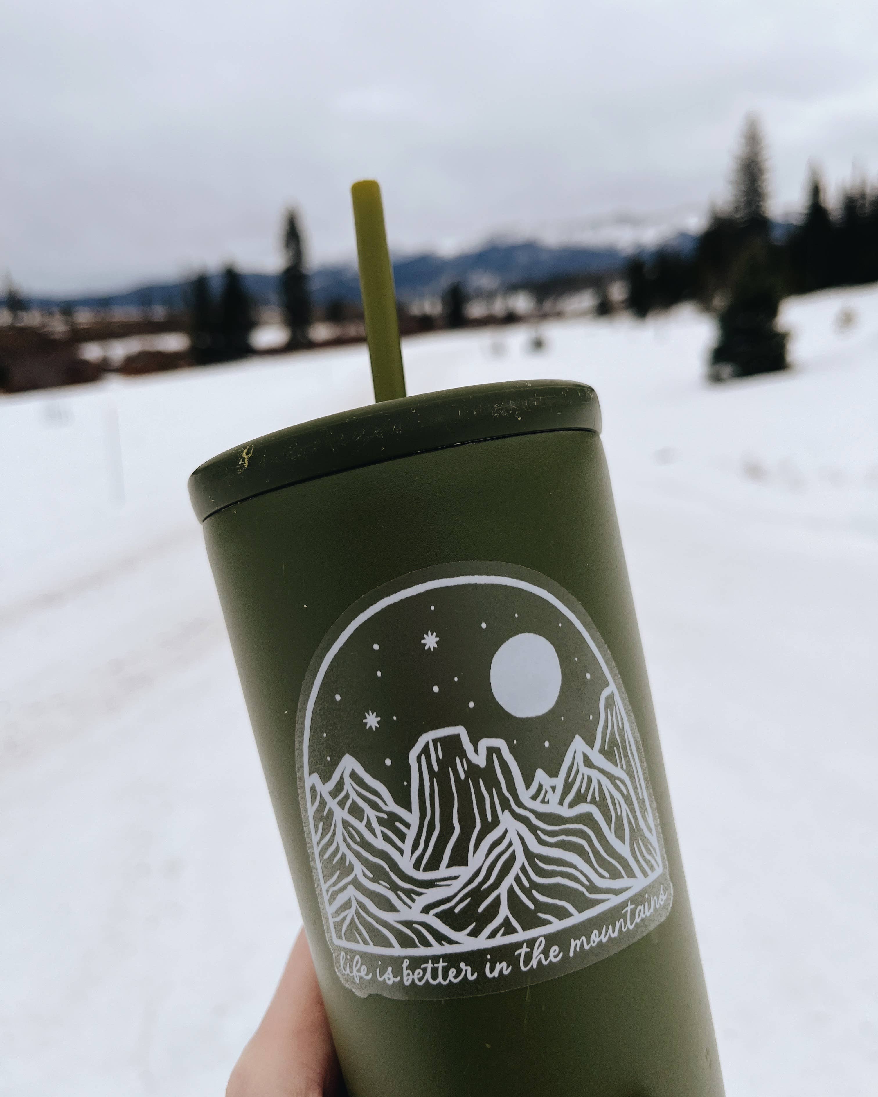 Life is Better in the Mountains Vinyl Sticker Clear Backdrop