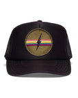 Electric Rainbow Trucker Hat in Black