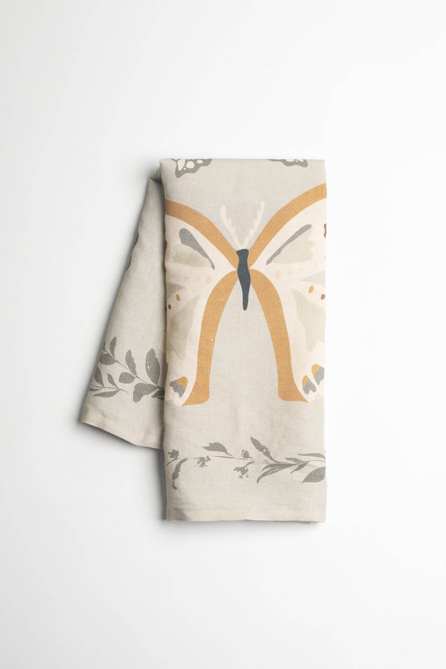 Homebody Cotton Linen Tea Towel | Butterfly Green Floral