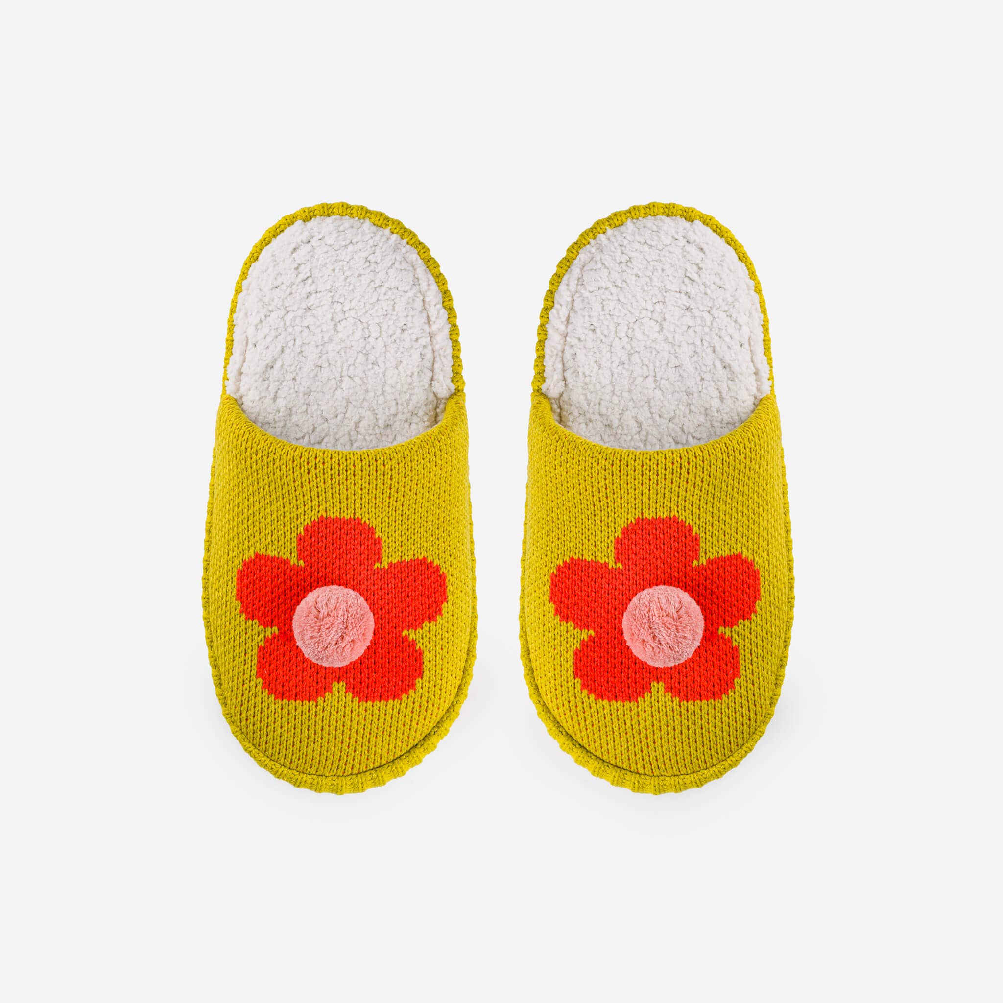 Flower Pom Slide Slippers: Golden Olive, L/XL - W 9.5-12.5M 8-11
