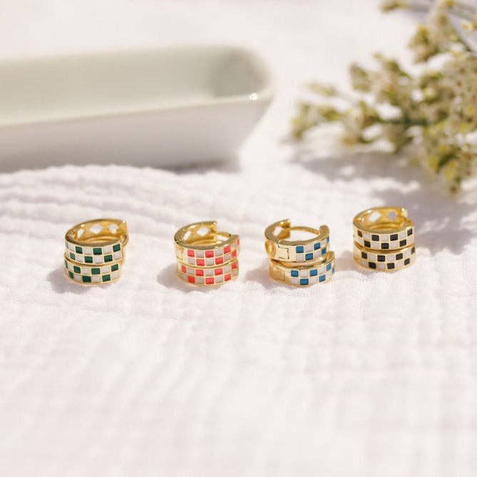 Pink &amp; White Checkered Hoops