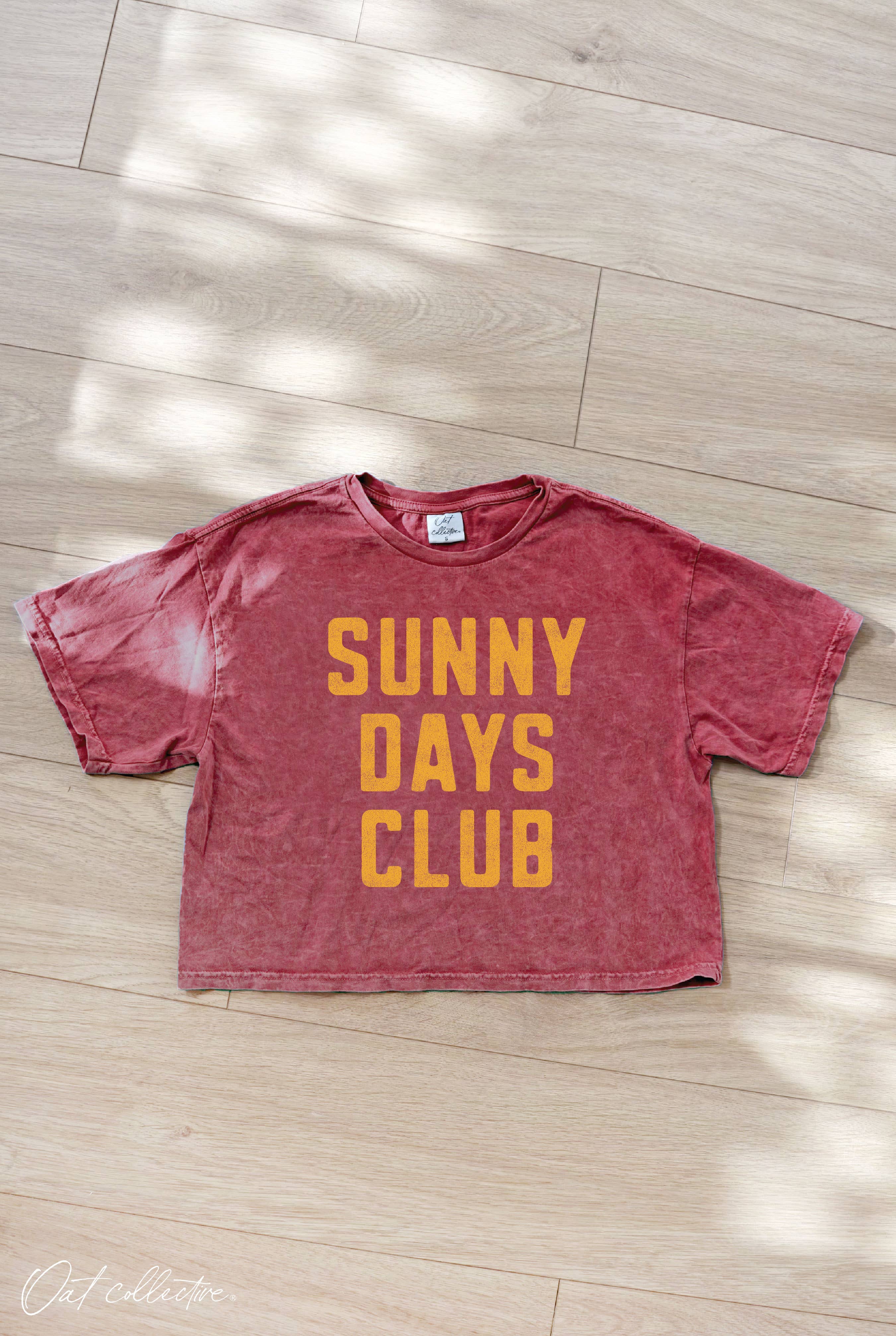 SUNNY DAYS CLUB Cropped Mineral Graphic Top