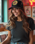 Electric Rainbow Trucker Hat in Black