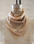 Oatmeal Classic Print Naturally Raw Silk Bandana -black ink