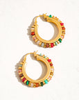 Capri 18K Gold Color Beaded Resort Hoop Earring