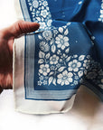 100% Silk Bandana Scarf - Santorini Floral China Blue