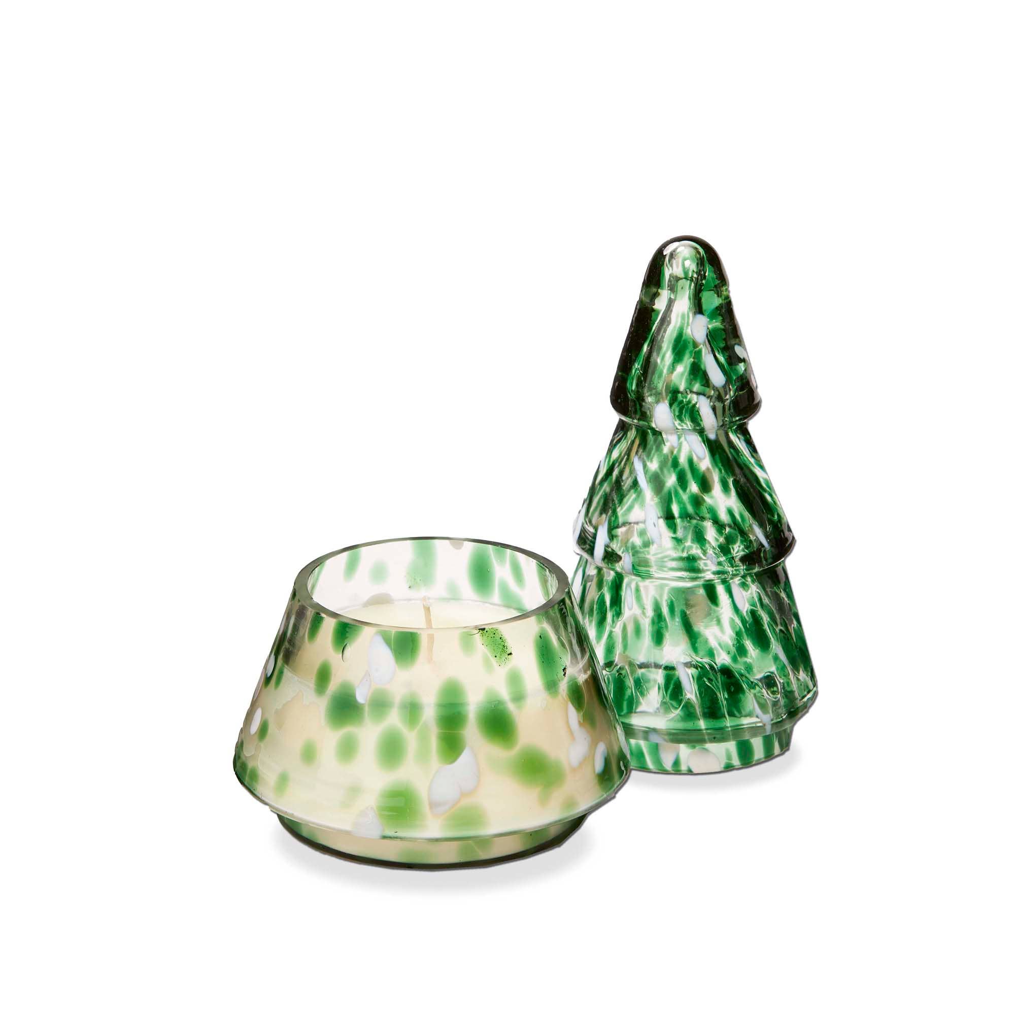Green Glass Tree Shaped Scented Candle Large: Green, Glass