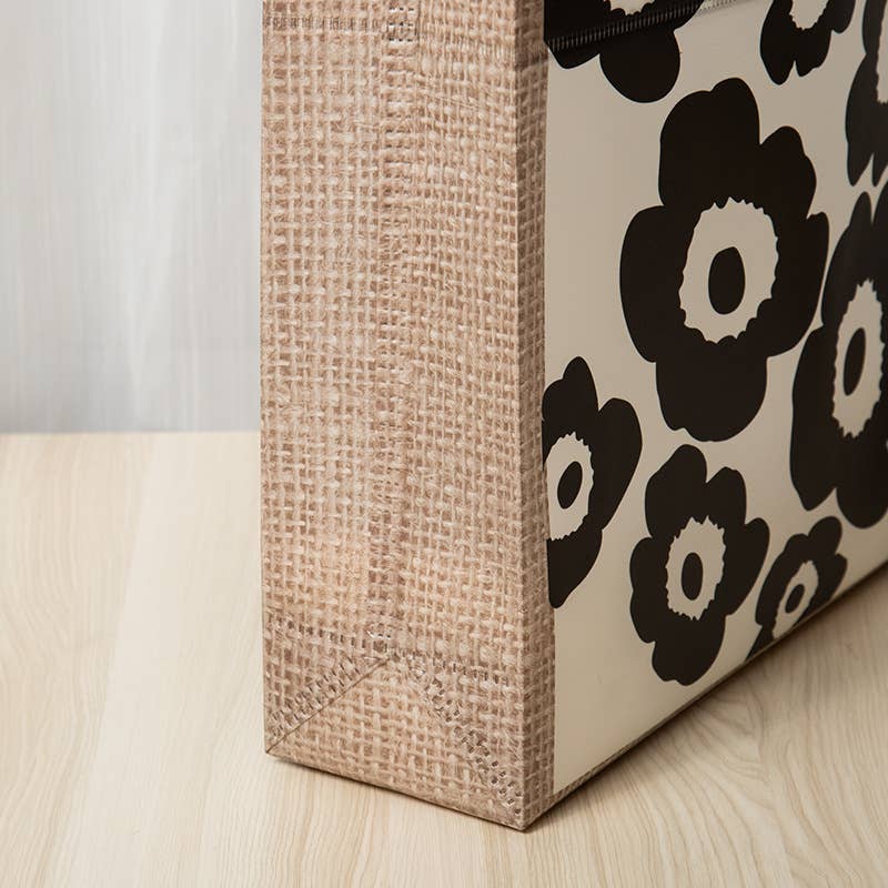 50pcs, 3 Sizes Classic Black Flower Non-woven Gift Bag