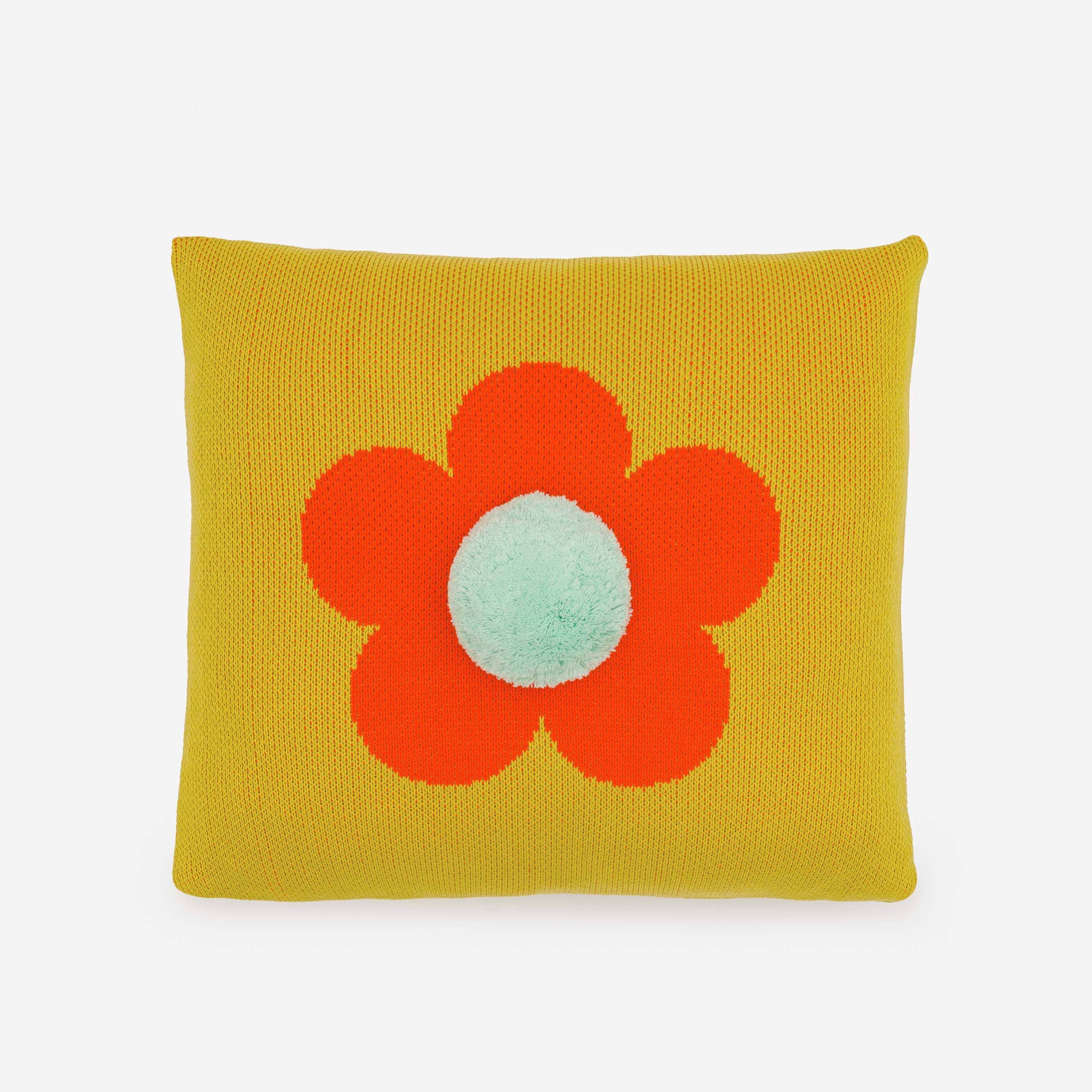Flower Pom Pillow Cover: Melon