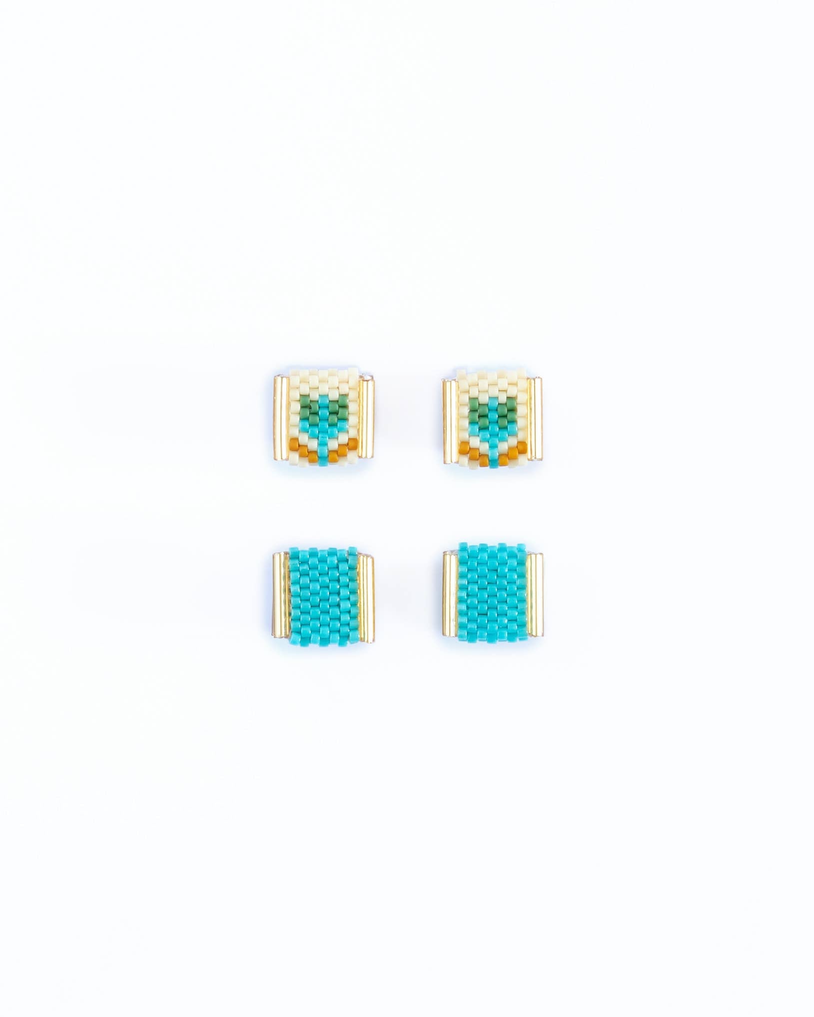 Beaded Handwoven Tulip Stud Pack (Cream/Tan)