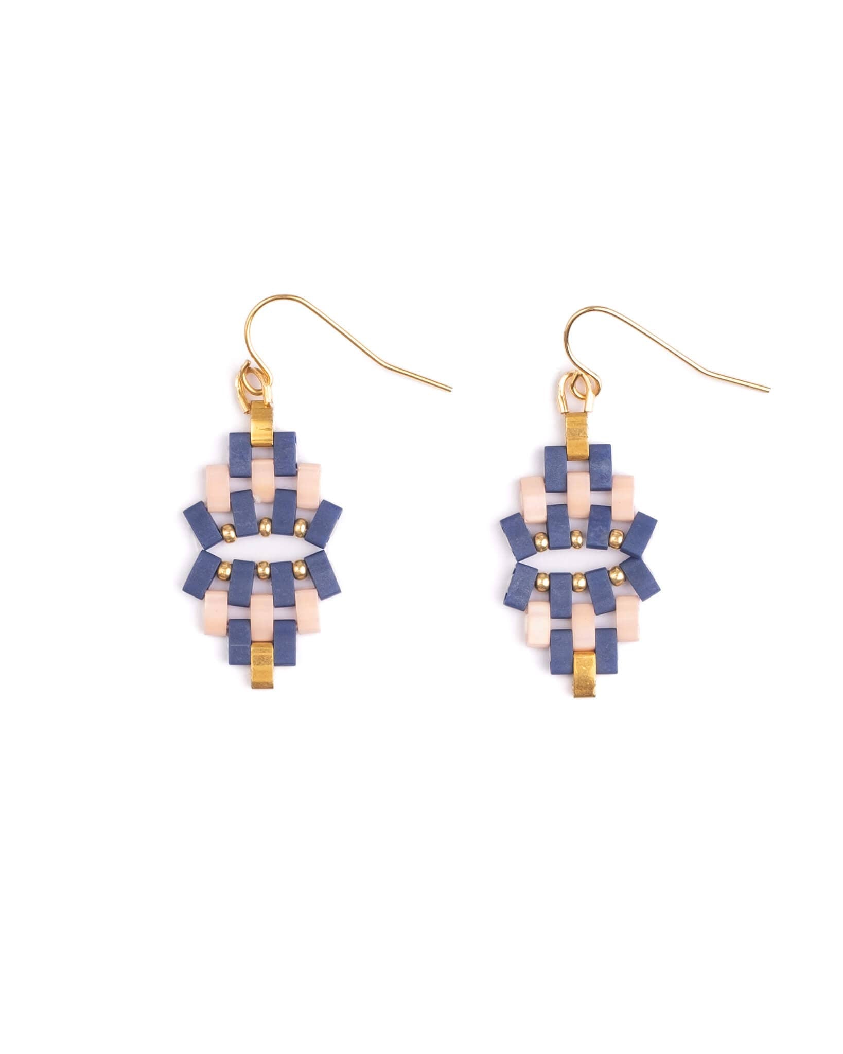 Beaded Handwoven Astoria Drop Earrings (Cherry/Lilac)