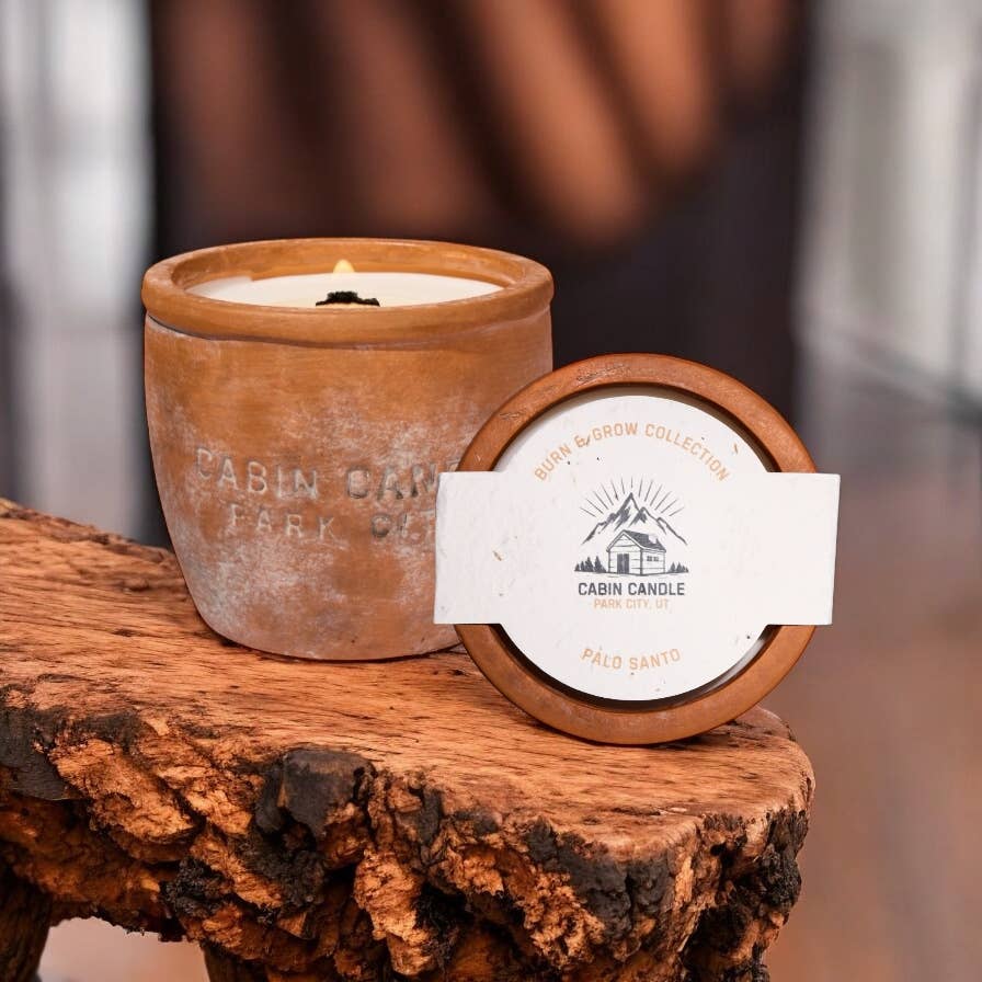 12 oz Plant Pot Scented Candle, Terra cotta pot, Seed Label