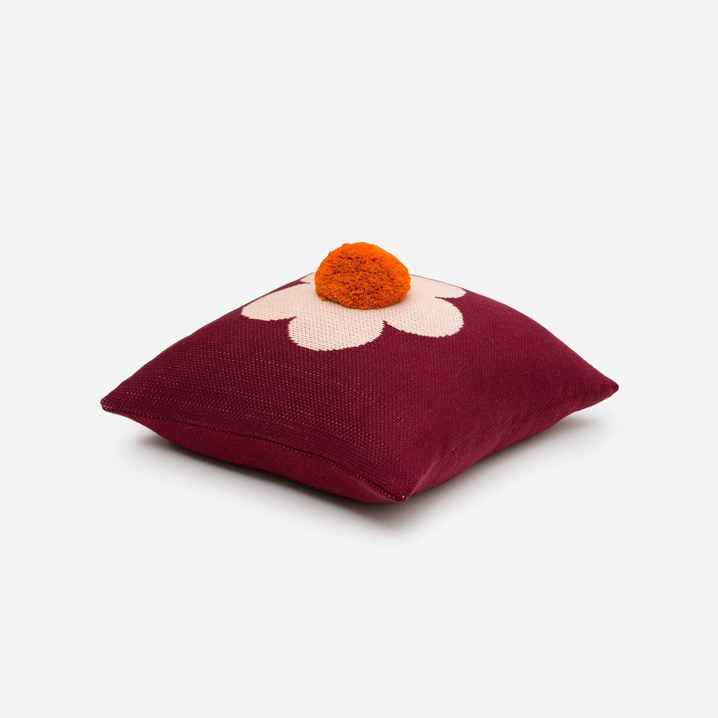 Flower Pom Pillow Cover: Melon