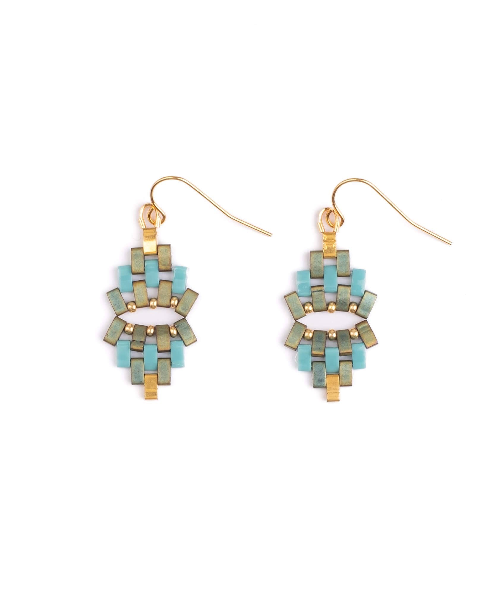 Beaded Handwoven Astoria Drop Earrings (Cherry/Lilac)