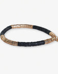 Grace Two Color Block Stretch Bracelet Black and Gold Wholesale