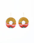 Beaded Handwoven Organic Circular Fringe Earrings (Blue)