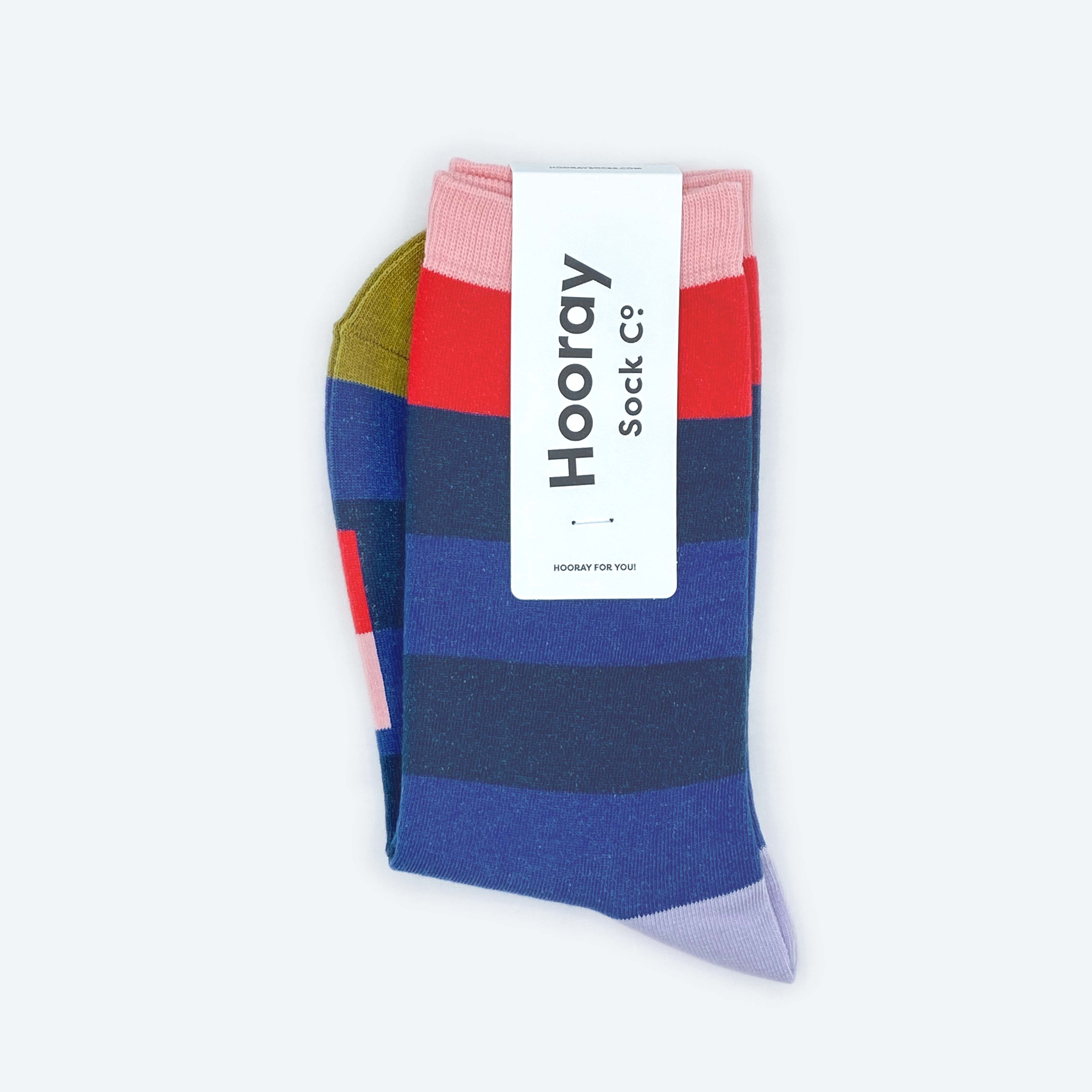 Fillmore Blue Striped Crew Length Unisex Socks
